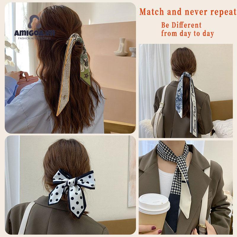 Khăn Choàng Lụa Dài In Chữ Tiếng Anh Thanh Lịch Cá Tính