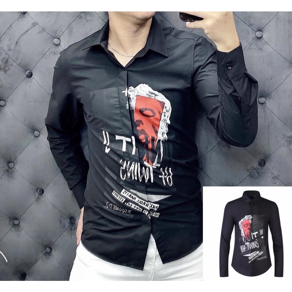 ÁO SƠ MI NAM TAY DÀI HOẠ TIẾT MẶT NGƯỜI CỰC CHẤT