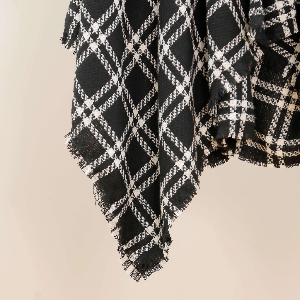 Áo Khoác MOMOCO Chất Dạ Mềm Mại Thiết Kế Dáng Áo Choàng Cape, Họa Tiết Kẻ Phối Tua Rua thời thượng M2765 | BigBuy360 - bigbuy360.vn