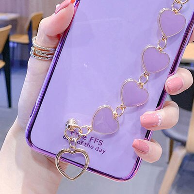 Ốp điện thoại mềm có dây đeo tay hình trái tim dành cho OPPO A95 A94 A74 A54 4G Reno 4F 5 5F A52 A92