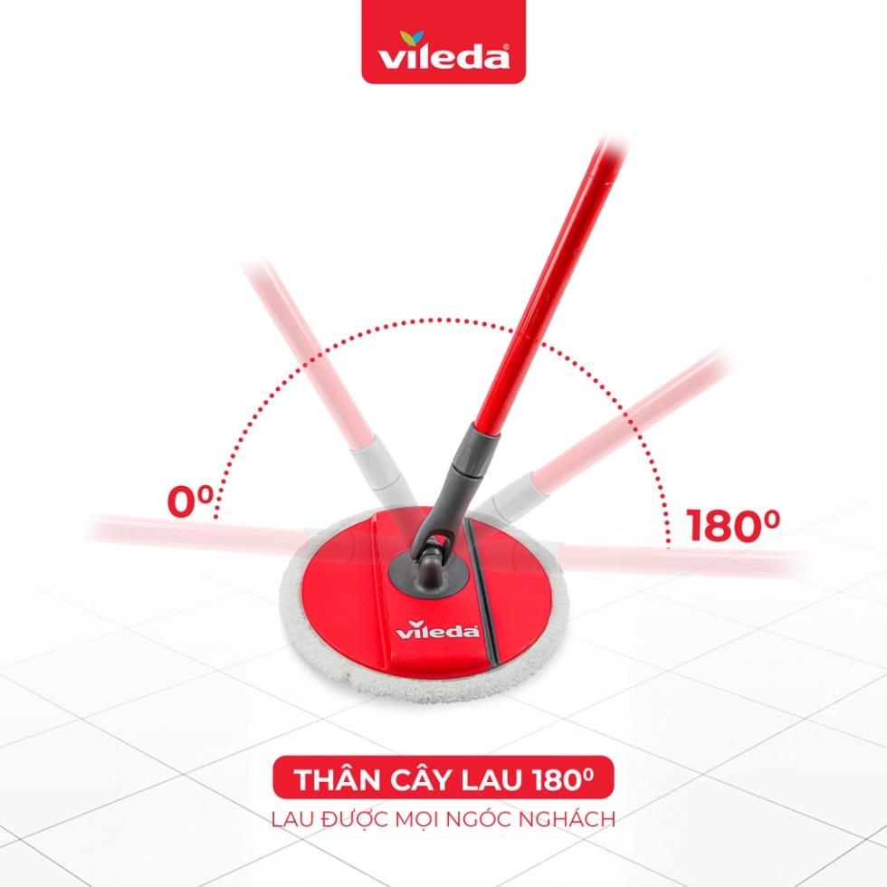 Cây lau nhà Vileda Spin and Clean TSU161821 đầu lau đĩa tròn, xô giặt xoay 360 độ -  thương hiệu Đức