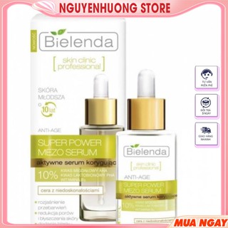 Serum da mụn, lão hoá bielenda super power mezo 10% almond acid xanh lá - nguyenhuong store