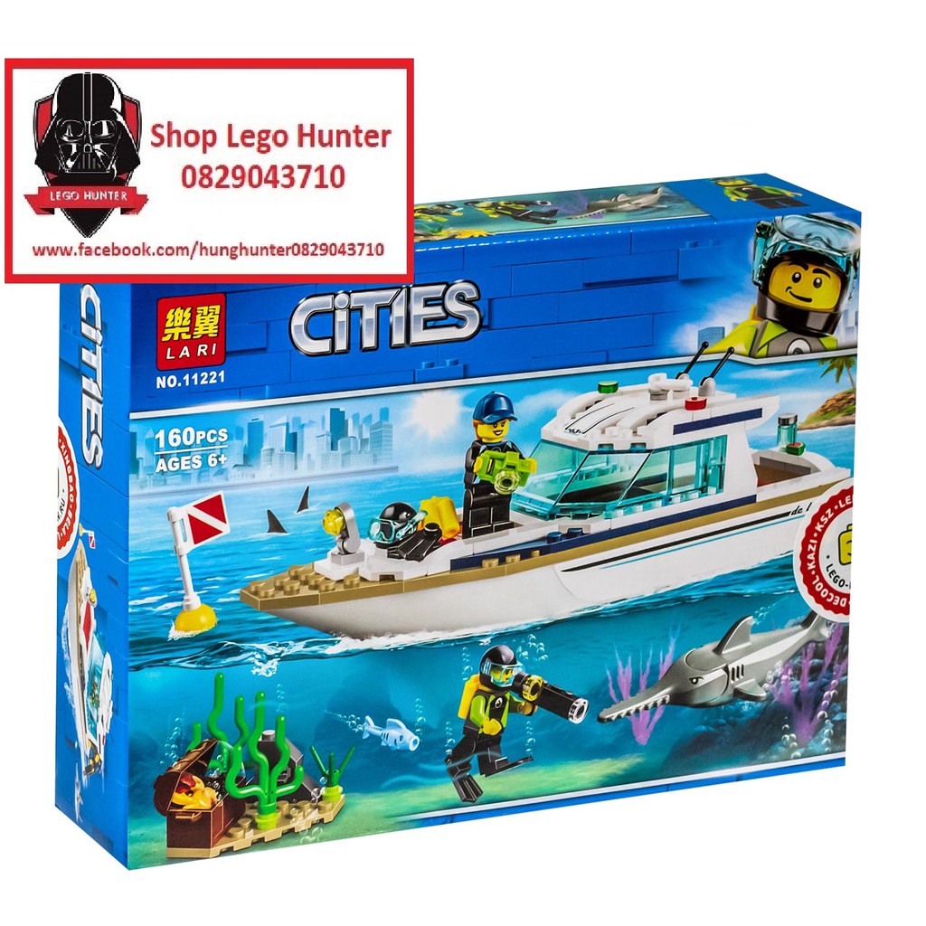 Lari 11221 - Diving Yacht bộ đồ chơi xếp hình dạng lego Du thuyền của thợ lặn nghiên cứu hải dương học