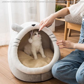 ㍿☃con mèo chất độn chuồng bốn mùa phổ quát mèo ngôi nhà nửa kín biệt thự mùa hè mát cũi cũi có thể tháo rời và giặt được