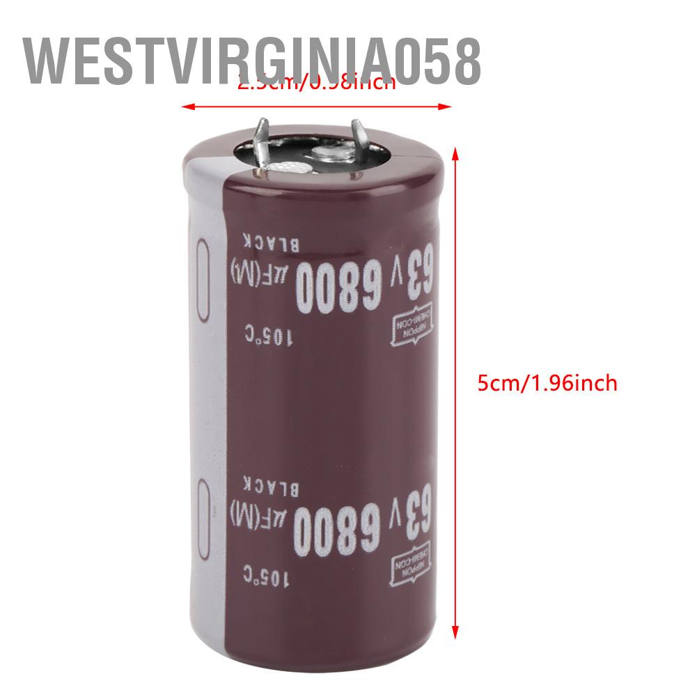 Westvirginia058 2pcs 63V 6800uF Electrolytic Capacitor 25 × 50mm 105℃