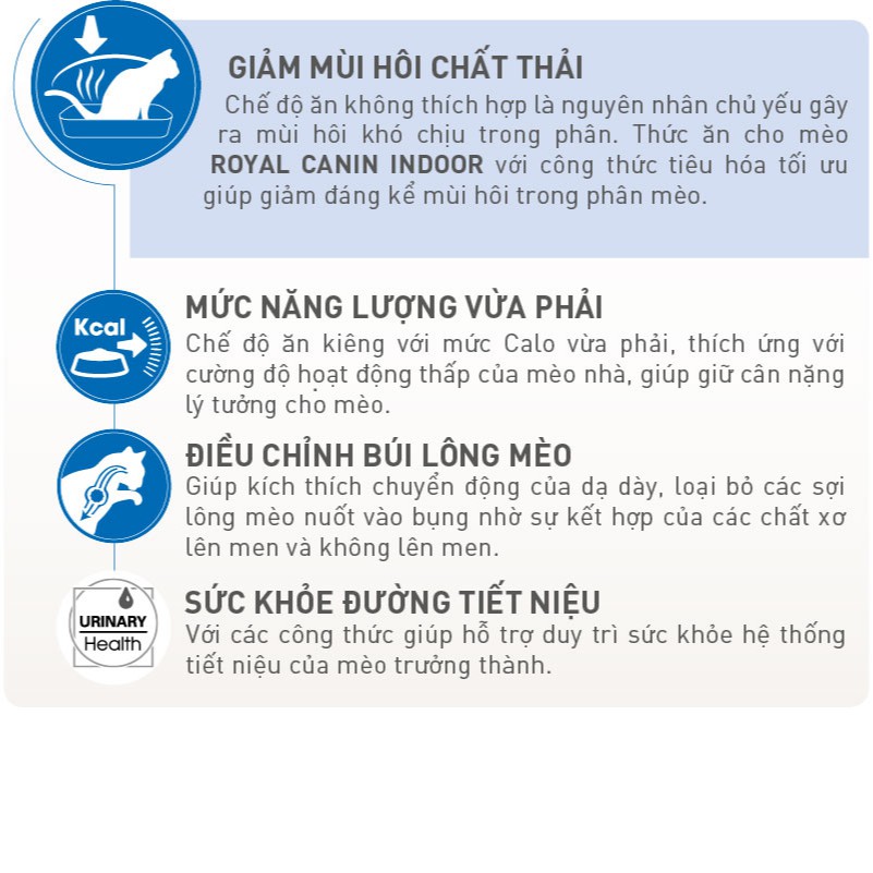 (chính hãn) ROYAL CANIN indoor (400g -0.5kg -1kg -2kg) -thức ăn cho mèo trưởng thành