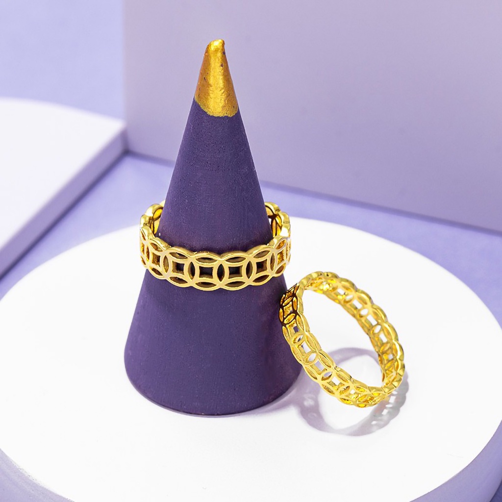 Nhẫn nam Nữ Cao Cấp, Nhẫn Kim Tlền Mạ Vàng May Mắn Tài Lộc Đủ Size Bền Màu