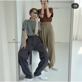 Quần tây kèm thắt đai lưng quần âu ống thụng phong cách minimalism Hàn Quốc Chaiko Studio
