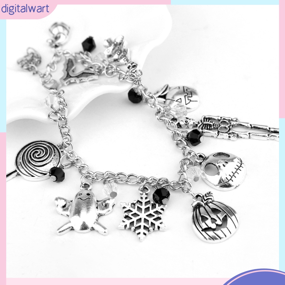 Vòng Tay Hợp Kim Mặt Hình Đầu Lâu Phong Cách Halloween Thời Trang Cho Nữ