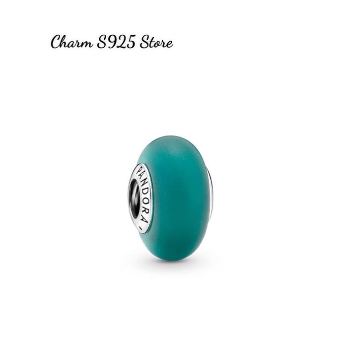 charm pan thuỷ tinh mờ xanh bạc s925 cao cấp