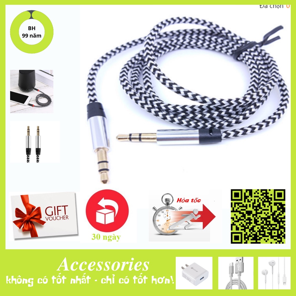Dây AUX Kết Nối Loa 2 đầu 3.5mm, Jack dành cho audio kết nối âm thanh laptop, điện thoại, amply chân tròn 3 5 mm