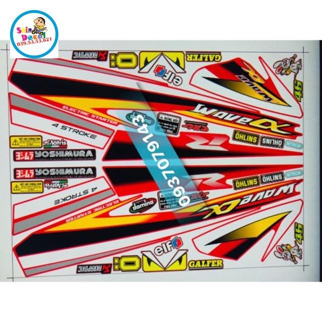 Tem rời wave đời đầu dán xe đỏ