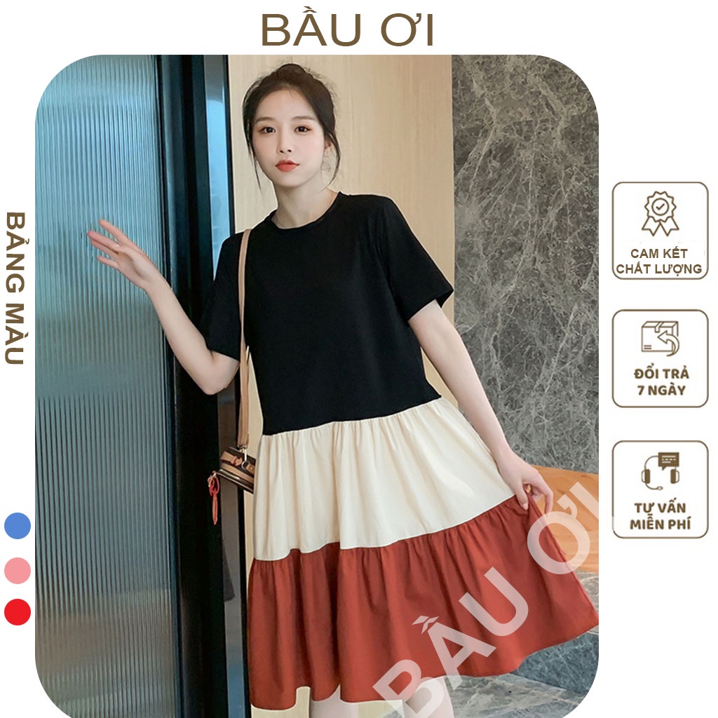 [BAUOII V42] VÁY BẦU MÙA HÈ XINH XẮN - ĐẦM BẦU BABYDOLL ĐẸP THIẾT KẾ 3 MÀU CHO MẸ BẦU