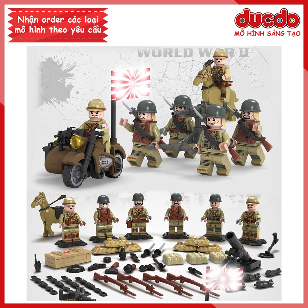 [Đóng túi] Combo đội quân phát xít Nhật - Đồ chơi Lắp ghép Xếp hình Mini Minifigures lính Army WW2 D71012 Mô hình