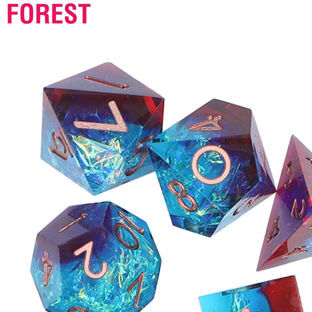 Forest Polyhedral Dice Set  7Pcs Lightweight Collectible RPG with Storage Box for Family Friends