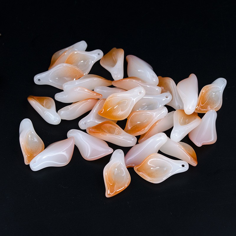 [Nguyên liệu làm trâm] 1 phiến hoa lily thủy tinh 14*25mm