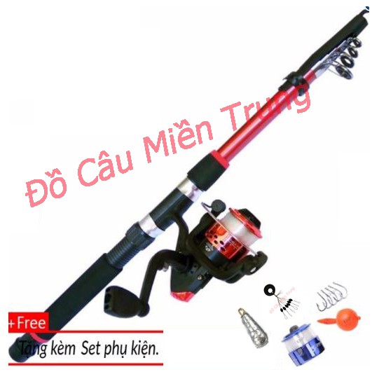 Bộ Cần Câu Tặng Kèm Máy Mini sẵn 60m cước và Full Phụ Kiện, Thương hiệu Lá Cờ Mỹ.