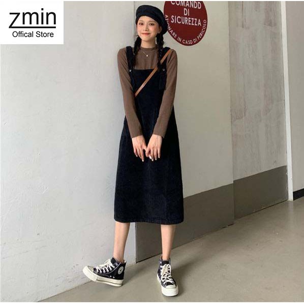 Yếm nhung dáng dài ulzzang, chất liệu nhung tăm-A004