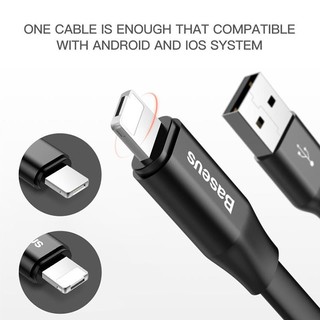 Dây cáp sạc lightning và micro usb baseus 23cm chính hãng
