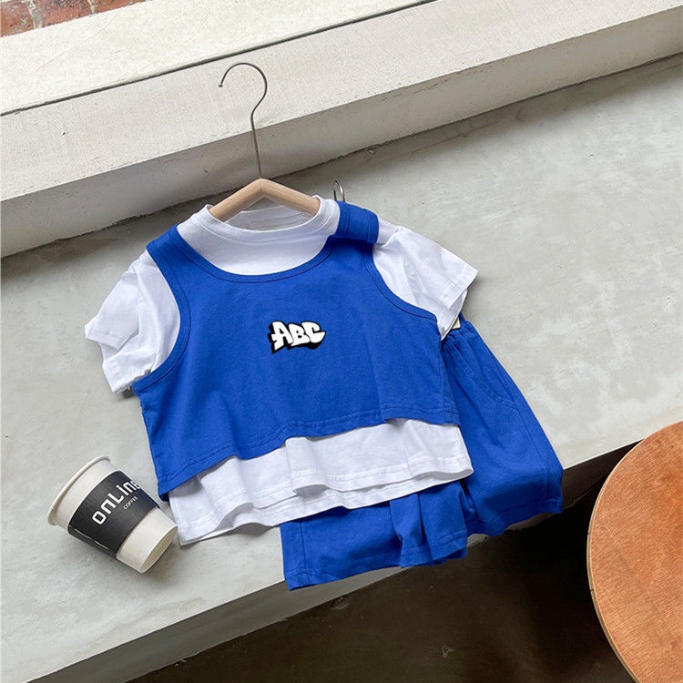 Set Áo Thun Tay Ngắn Và Quần Lửng Phong Cách Hàn Quốc Cho Bé Trai