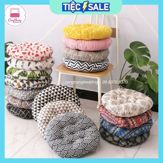 Đệm Ngồi Bệt Size Lớn Thêu Vi Tính, đệm lót ghế (Bông Trắng Cực Êm)