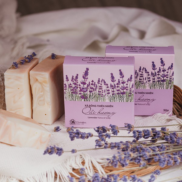 Xà bông Tắm Và Rửa Mặt Thiên Nhiên Oải Hương Lavender Thư giãn Cỏ Mềm 90g