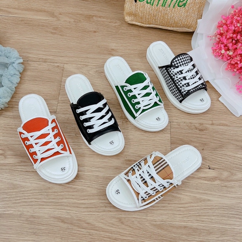 Dép quai ngang nữ dáng thể thao buộc dây mẫu mới
