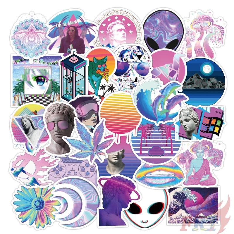 ❉ Abstractionism -  Vaporwave Steam Punk Series 03 Stickers ❉ 50Pcs/Set Fashion DIY Decals Doodle Stickers