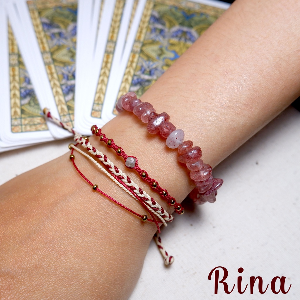 Rina - Vòng tay thắt dây, handmade tông đỏ, cá tính