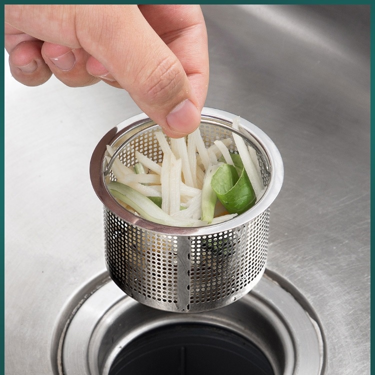 Giỏ lưới lọc rác thiết kế vừa với mọi bồn rửa chén inox 304 có quai xách tiện lợi 7.5x6cm