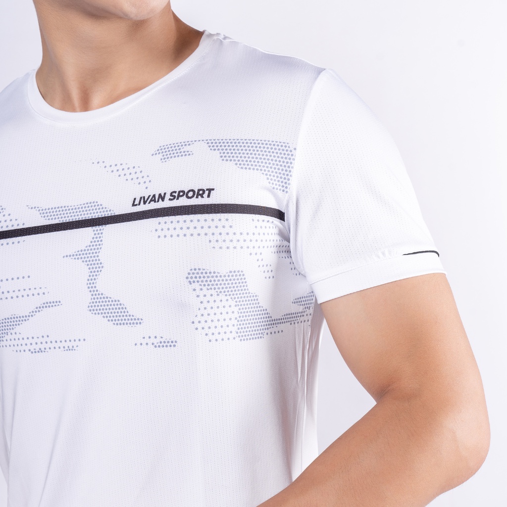 Áo T-shirt Nam Livan Sport FIT One Màu Trắng Co Giãn Thoáng Khí