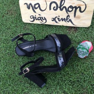 Sandal da nhung gót 7 phân