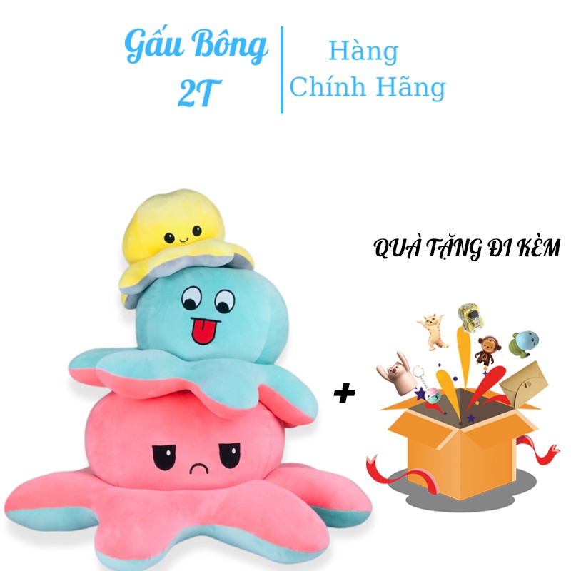 Gấu Bông Gối Ôm Bạch Tuộc Cảm Xúc 2 Mặt Siêu To Khủng Lồ Vải Nhung Mềm Mịn Bông Gòn Đầy Đặn Căng Tròn