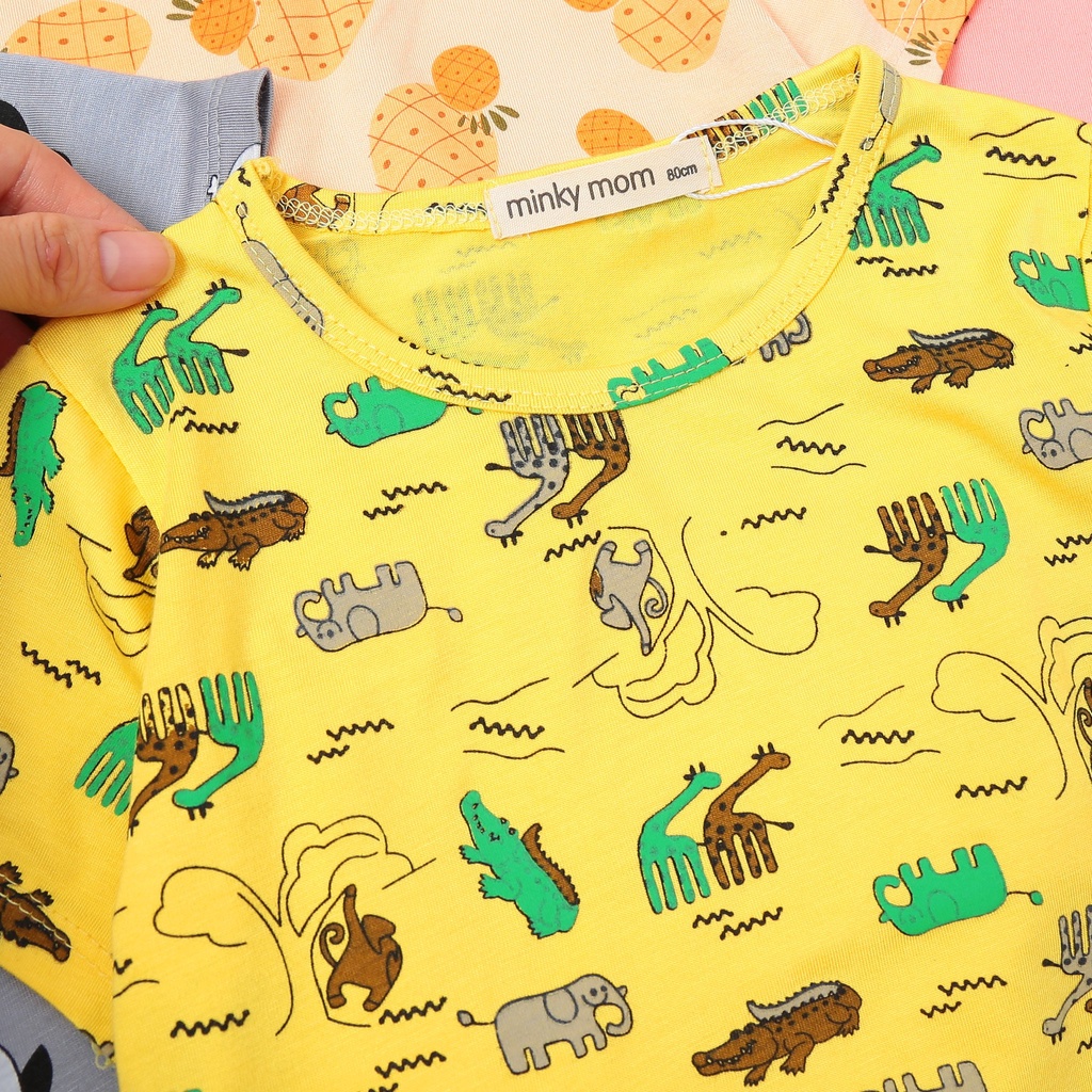 Bộ Cộc Tay Thun Lạnh Cho Bé Trai Bé Gái Minky Mom In Hình Động Vật Dễ Thương, Bộ Quần Áo Cho Bé Mặc Nhà - TN1