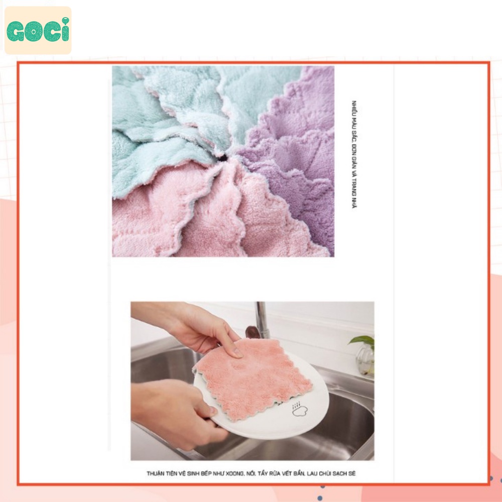 Khăn lau bếp đa năng chuyên dụng hai mặt lông cừu dùng lau chén dĩa nhanh gọn không bám dầu