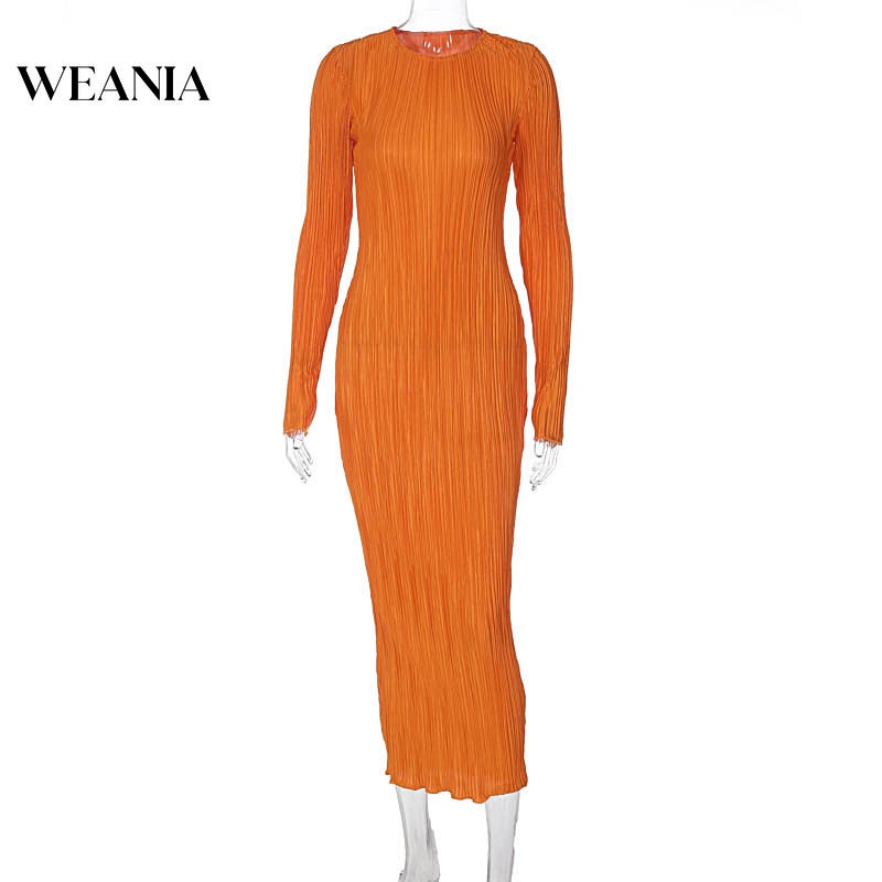 Đầm Maxi Tay Dài Màu Trơn Thiết Kế Thanh Lịch