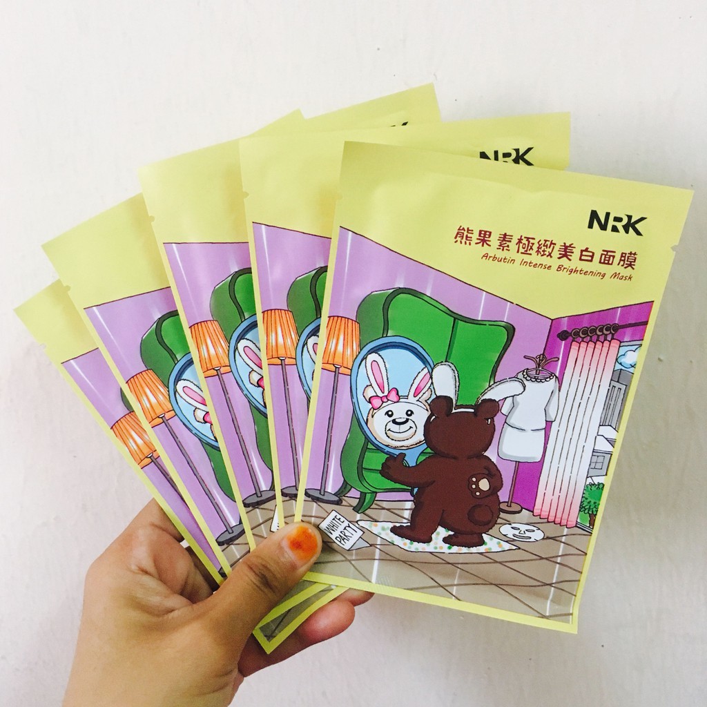 Mặt nạ Naruko Arbutin tăng cường trắng sáng da hộp 10 miếng – Nrk arbutin intense brightening mask