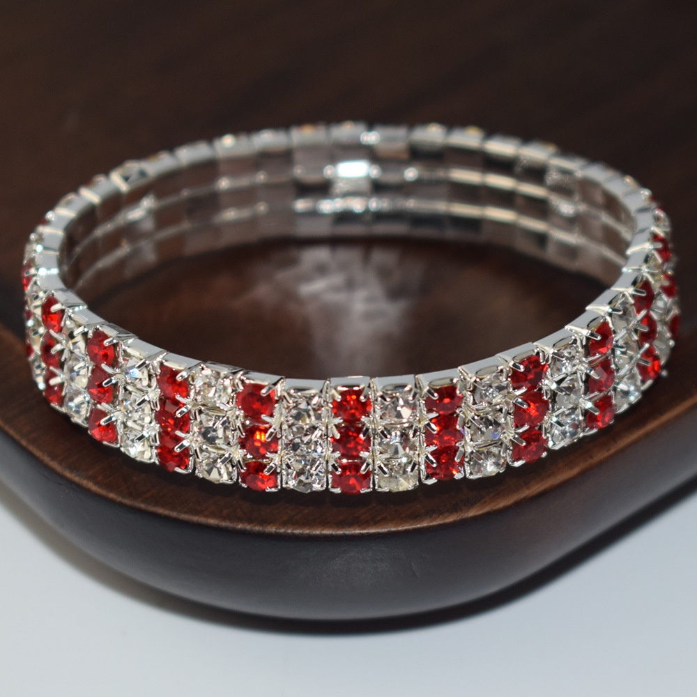 Vòng Tay Hở Nhiều Lớp Đính Đá Kim Cương Toàn Diện Thời Trang