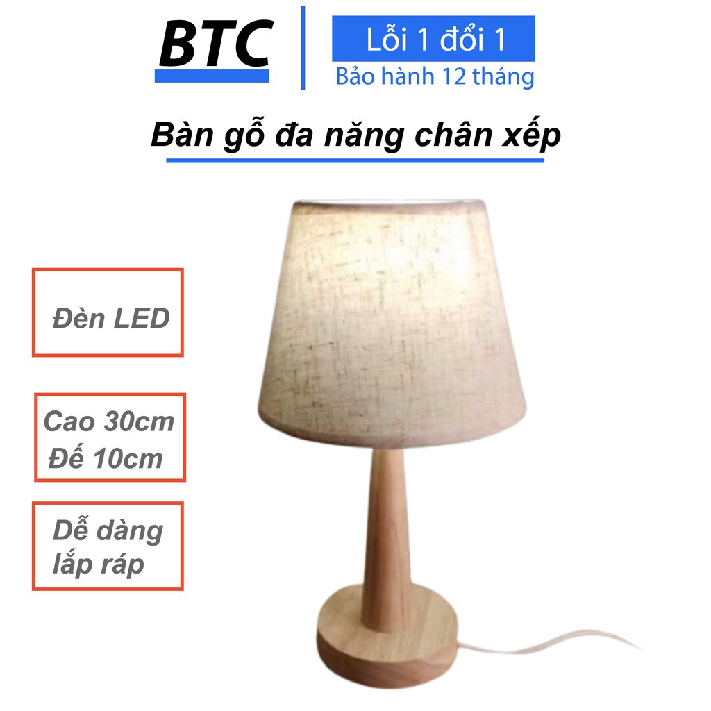 Đèn ngủ để bàn chân gỗ đèn LED - Có cắm pin sạc dự phòng - Phong cách vintage - Được kiểm tra hàng - Lỗi 1 đổi 1