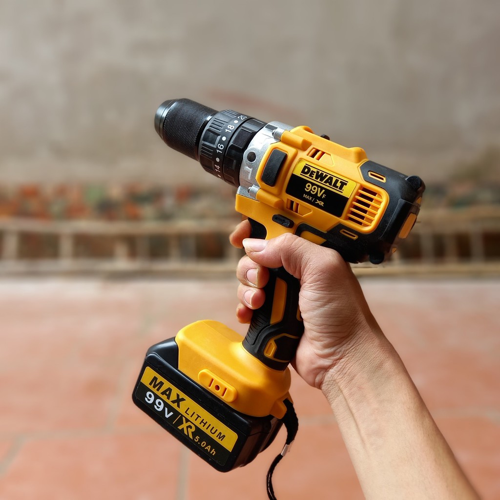 Máy Khoan Pin DEWALT 118V [ FULL BOX + BH 6 Tháng ] - Đầu 13 li + Pin 10 cell - 3 Chế Độ Có Búa - 2 PIN và 1 SẠC