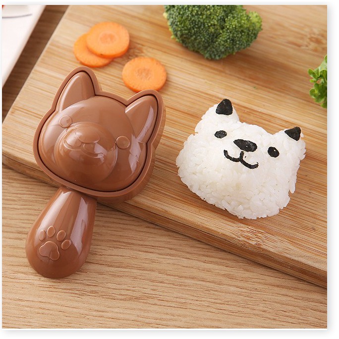 Bộ khuôn ép cơm bento chó puppy kèm tấm cắt rong biển