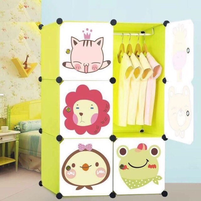 {MẪU MỚI } tủ quần áo - tủ nhựa ghép 6 ô. Tặng kèm 1 treo đồ.. tủ lắp cao 110cm rộng 75cm sâu 37cm hoặc sâu 47cm
