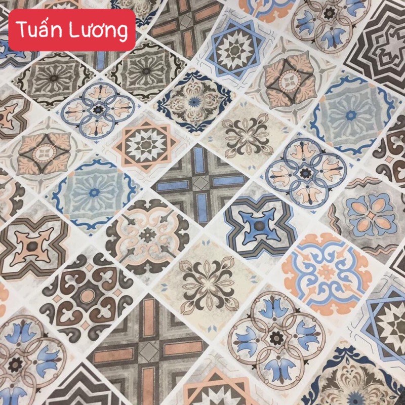 Giấy dán tường gạch bông - decal dán tường họa tiết gạch bông sẵn keo, dán trang trí, điểm nhấn, dán bếp khổ 1,2m