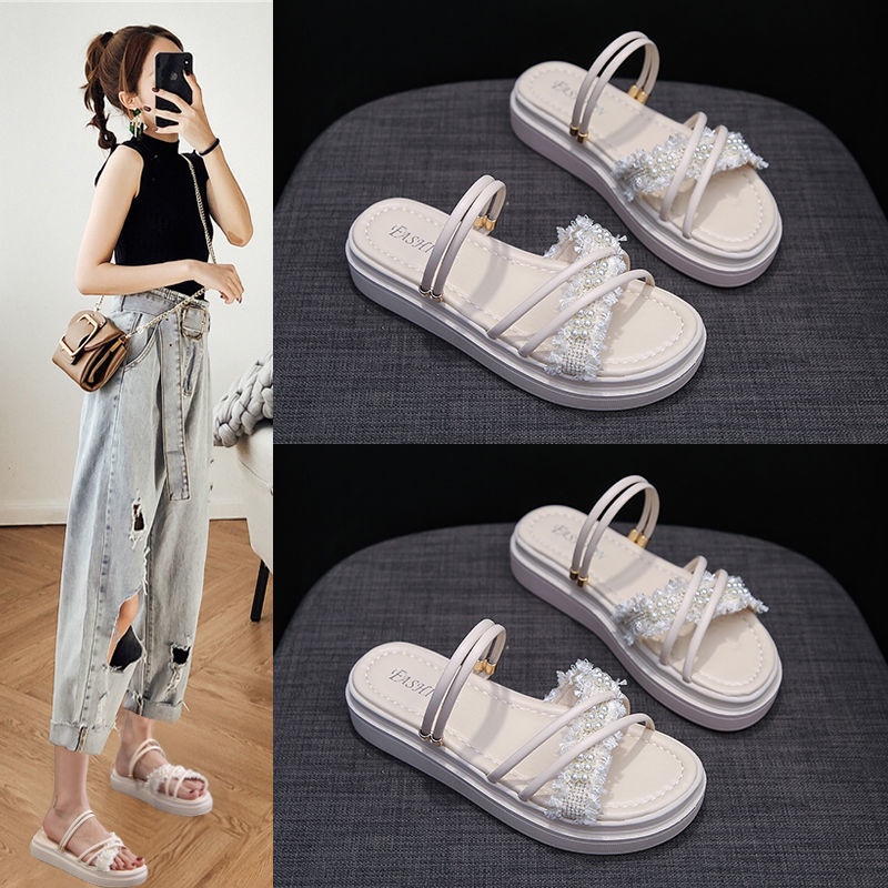 Giày sandal đế xốp dày thời trang mùa hè 2021 năng động cho nữ