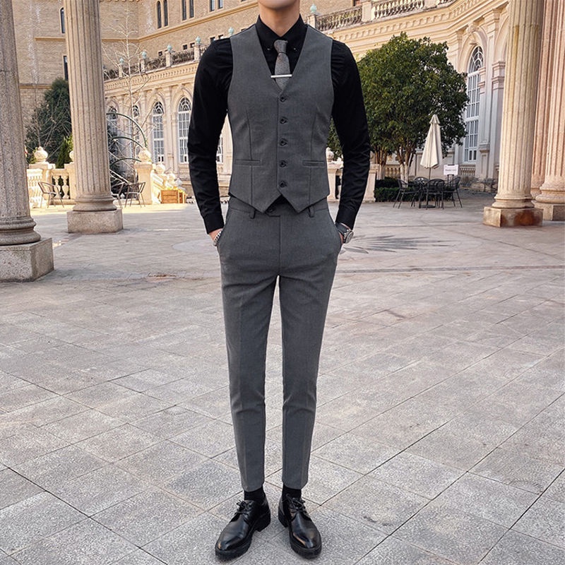 Suit vest và gilê♚❣❉Phù hợp với vest nam mỏng mảnh mai phù hợp với vest kinh doanh giản dị vest chuyên nghiệp đám cưới p