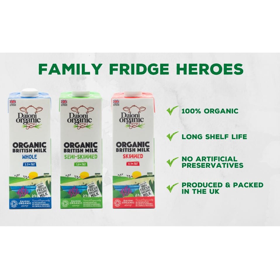 Sữa Tươi Hữu Cơ Nguyên Kem Daioni 1 Lit - Daioni Organic Milk.  Date 07/2024