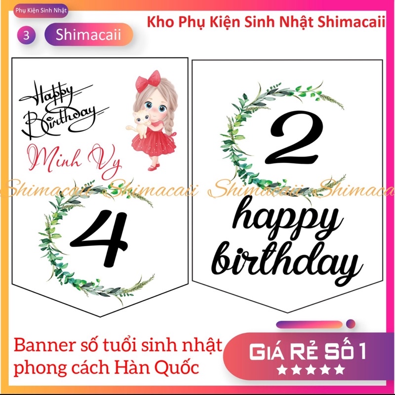 BANNER SỐ TUỔI TRANG TRÍ SINH NHẬT THEO PHONG CÁCH HÀN QUỐC CHO BÉ