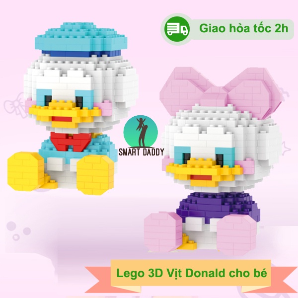 Lắp ghép mô hình lego vịt Donald 3D rèn luyện tính kiên nhẫn cho bé