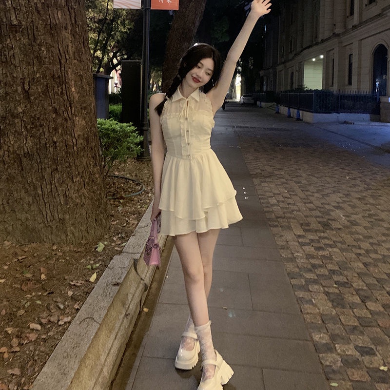 Đầm Ngắn Hai Dây Hở Lưng Đính Nơ Gợi Cảm Thời Trang Mùa Hè Hàng Mới Dành Cho Bạn Nữ