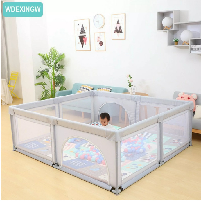 QUÂY CŨI KIÊM NHÀ BÓNG CHO BÉ CHỐNG VA ĐẬP (Loại 2 cửa kích thước 150x150x70cm) , Quây cũi góc vuông trẻ em KB-550